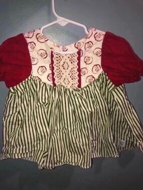 RicRacRuffles Festive Santa Print Puff Sleeve Tunic